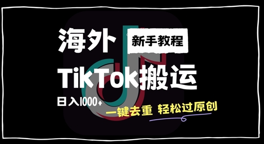 2024最新海外TikTok搬运玩法，一键去重轻松过原创，新手无经验也能日入1k【揭秘】-泱泱学习社