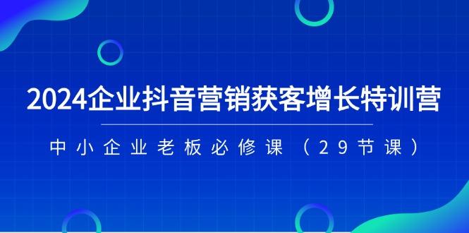 2024企业抖音-营销获客增长特训营，中小企业老板必修课(29节课-泱泱学习社