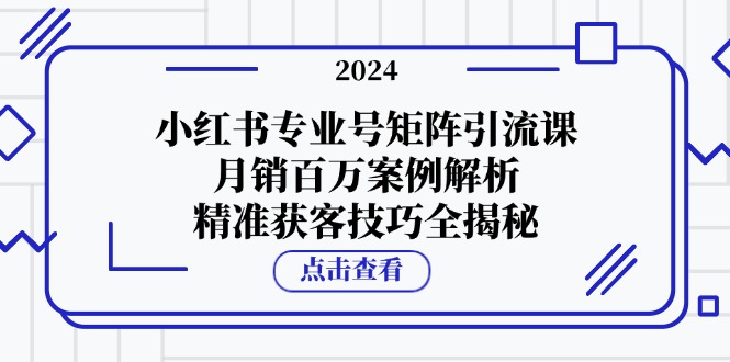 小红书专业号矩阵引流课，月销百万案例解析，精准获客技巧全揭秘-泱泱学习社