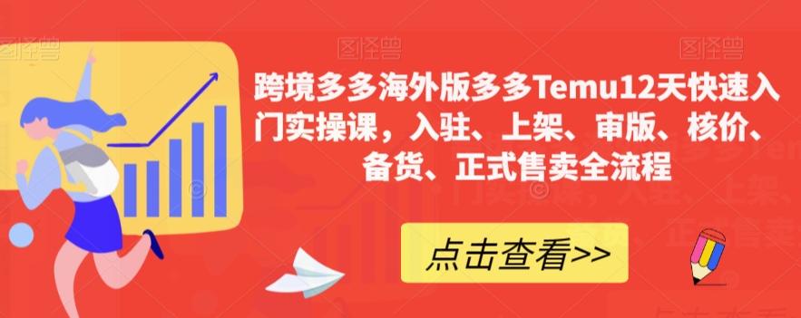 跨境多多海外版多多Temu12天快速入门实操课，入驻、上架、审版、核价、备货、正式售卖全流程-泱泱学习社