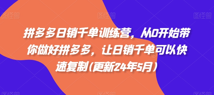 拼多多日销千单训练营，从0开始带你做好拼多多，让日销千单可以快速复制(更新25年2月)-泱泱学习社
