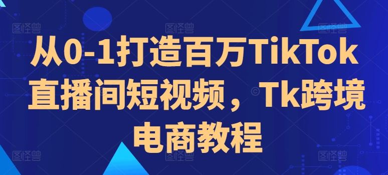 从0-1打造百万TikTok直播间短视频，Tk跨境电商教程-泱泱学习社