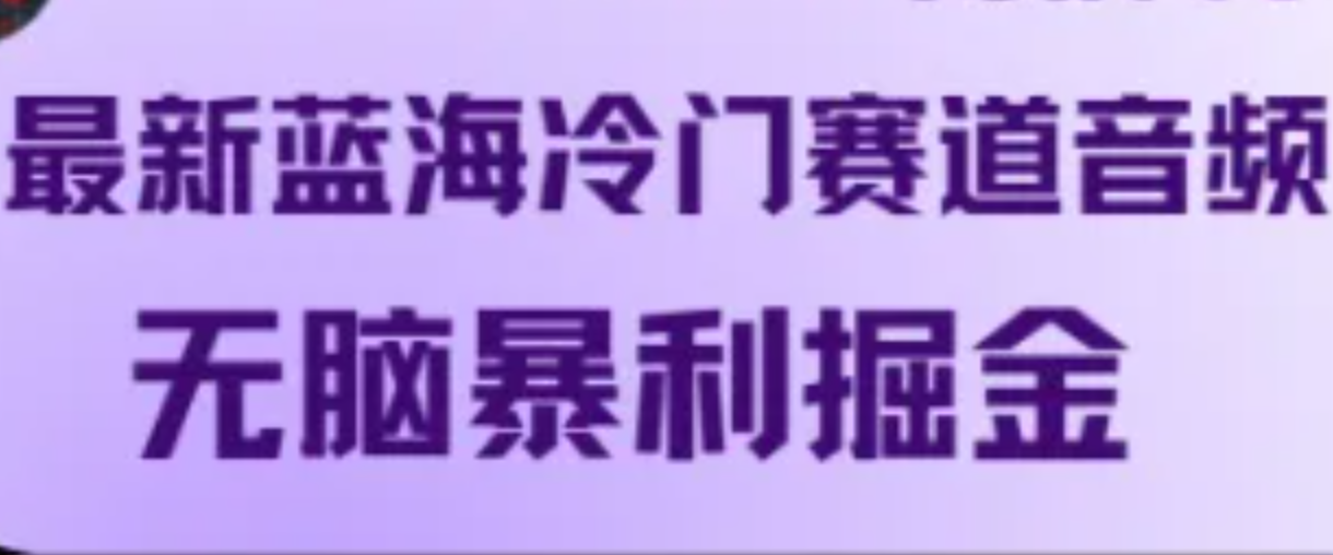 最新蓝海冷门赛道音频，无脑暴利掘金-泱泱学习社