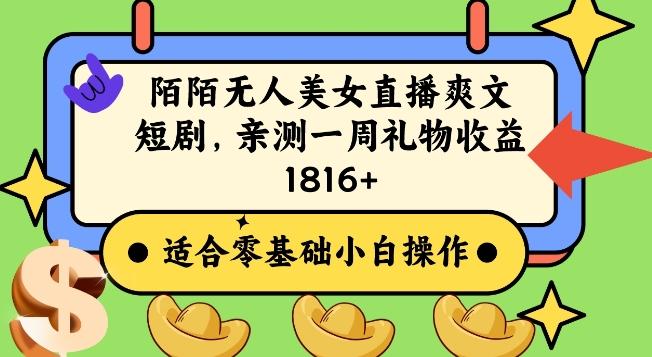 陌陌美女无人直播爽文短剧项目，亲测一个星期1800+【揭秘】-泱泱学习社