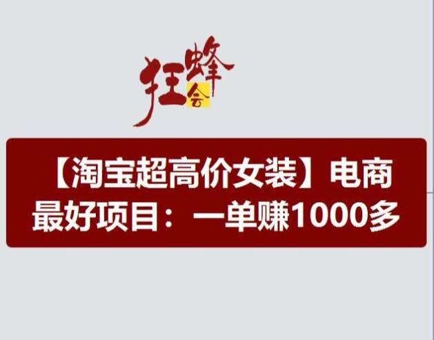 淘宝超高价女装项目，电商最好赛道，一单赚1000多-泱泱学习社