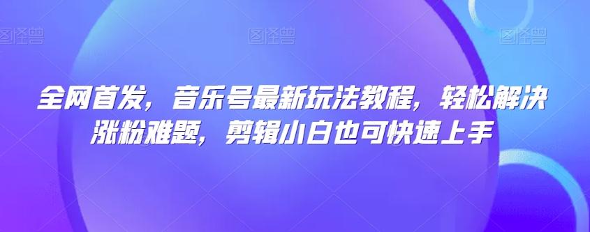 全网首发，音乐号最新玩法教程，轻松解决涨粉难题，剪辑小白也可快速上手-泱泱学习社