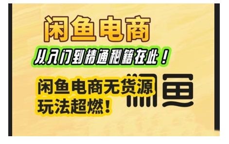 闲鱼电商实战课，从入门到精通秘籍在此，闲鱼电商无货源玩法超燃!-泱泱学习社