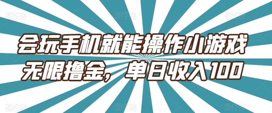 会玩手机就能操作小游戏无限撸金，单日收入100-泱泱学习社
