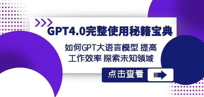 GPT4.0完整使用-秘籍宝典：如何GPT大语言模型提高工作效率探索未知领域-泱泱学习社