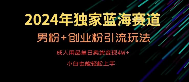 2024年独家蓝海赛道，成人用品单日卖货变现4W+，男粉+创业粉引流玩法，不愁搞不到流量【揭秘】-泱泱学习社