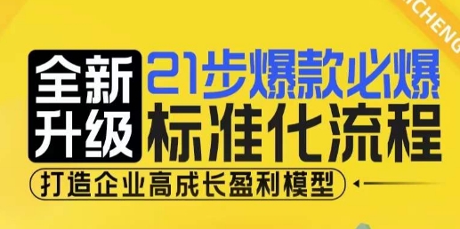 21步爆款必爆标准化流程，全新升级，打造企业高成长盈利模型-泱泱学习社