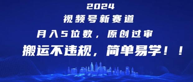 2024视频号新赛道，月入5位数+，原创过审，搬运不违规，简单易学【揭秘】-泱泱学习社