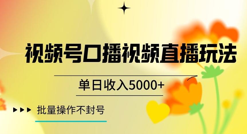 视频号囗播视频直播玩法，单日收入5000+，批量操作不封号【揭秘】-泱泱学习社