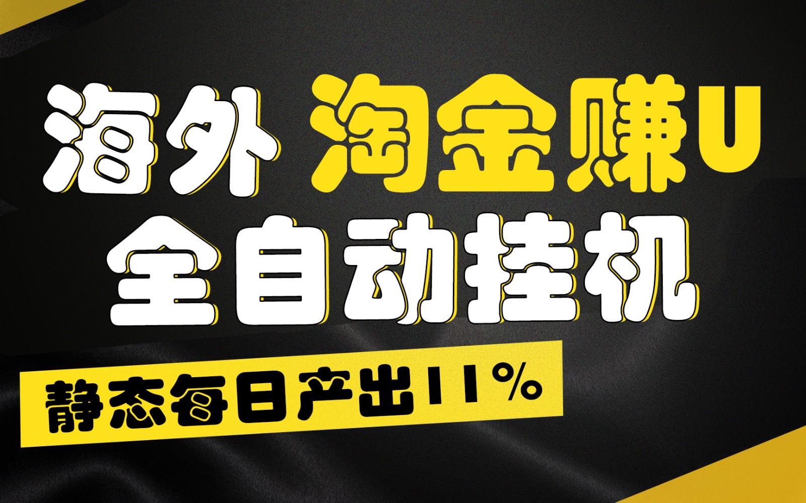 海外淘金赚U，全自动挂机，静态每日产出11%，拉新收益无上限，轻松日入1万+-泱泱学习社