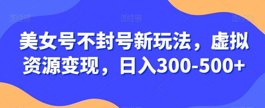 美女号不封号新玩法，虚拟资源变现，日入300-500+-泱泱学习社