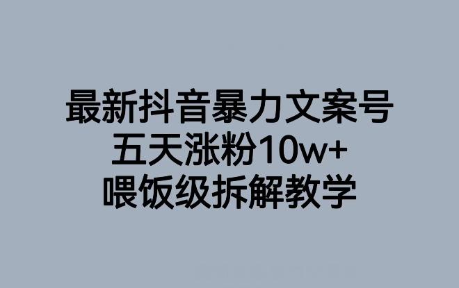 最新抖音暴力文案号，五天涨粉10w+，喂饭级拆解教学-泱泱学习社