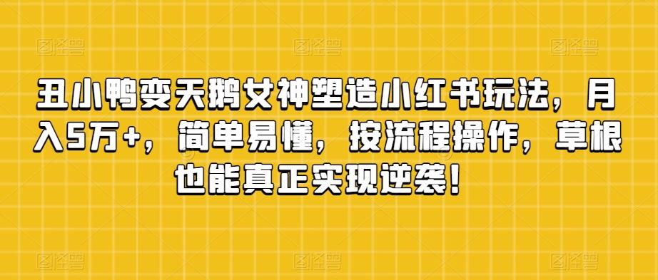 丑小鸭变天鹅女神塑造小红书玩法，月入5万+，简单易懂，按流程操作，草根也能真正实现逆袭！-泱泱学习社