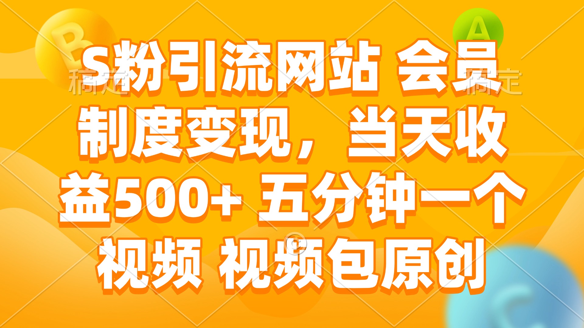 S粉引流网站 会员制度变现，当天收益500+ 五分钟一个视频 视频包原创-泱泱学习社