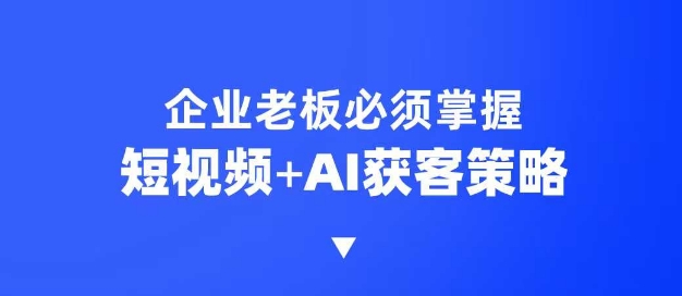 企业短视频AI获客霸屏流量课，6步短视频+AI突围法，3大霸屏抢客策略-泱泱学习社