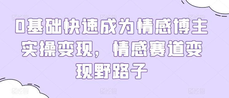 0基础快速成为情感博主实操变现，情感赛道变现野路子-泱泱学习社