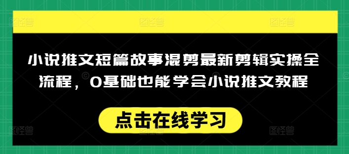 小说推文短篇故事混剪最新剪辑实操全流程，0基础也能学会小说推文教程，肯干多发日入多张-泱泱学习社