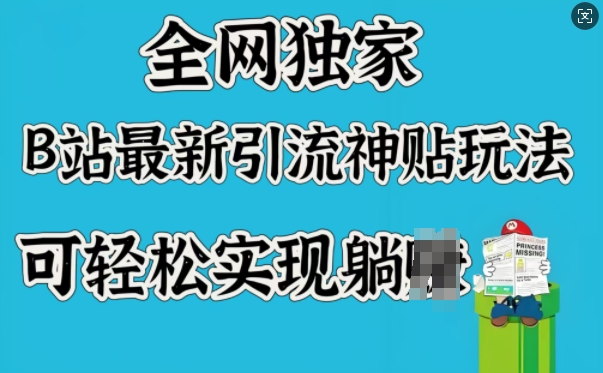 全网独家，B站最新引流神贴玩法，可轻松实现躺Z-泱泱学习社