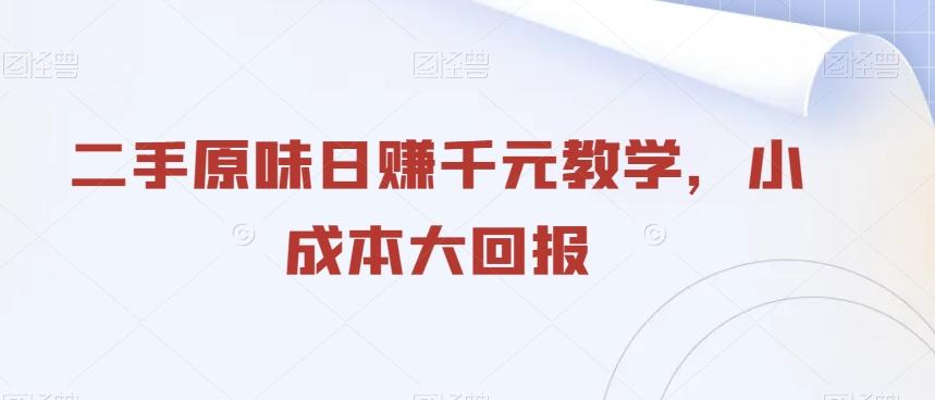 二手原味日赚千元教学，小成本大回报-泱泱学习社