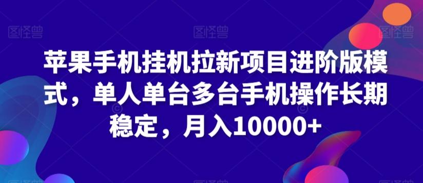 苹果手机挂机拉新项目进阶版模式，单人单台多台手机操作长期稳定，月入10000+【揭秘】-泱泱学习社