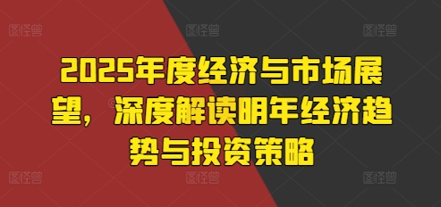 2025年度经济与市场展望，深度解读明年经济趋势与投资策略-泱泱学习社