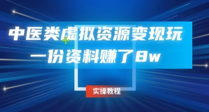 中医类虚拟资源变现玩法，一份资料赚了8w-泱泱学习社