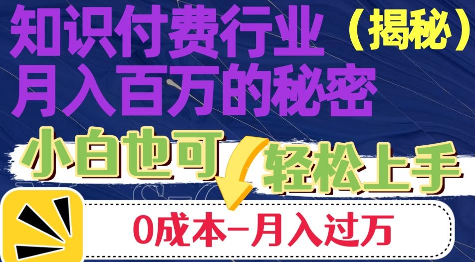 揭秘知识付费行业月入百万的秘密，小白也可轻松上手，月入过万-泱泱学习社