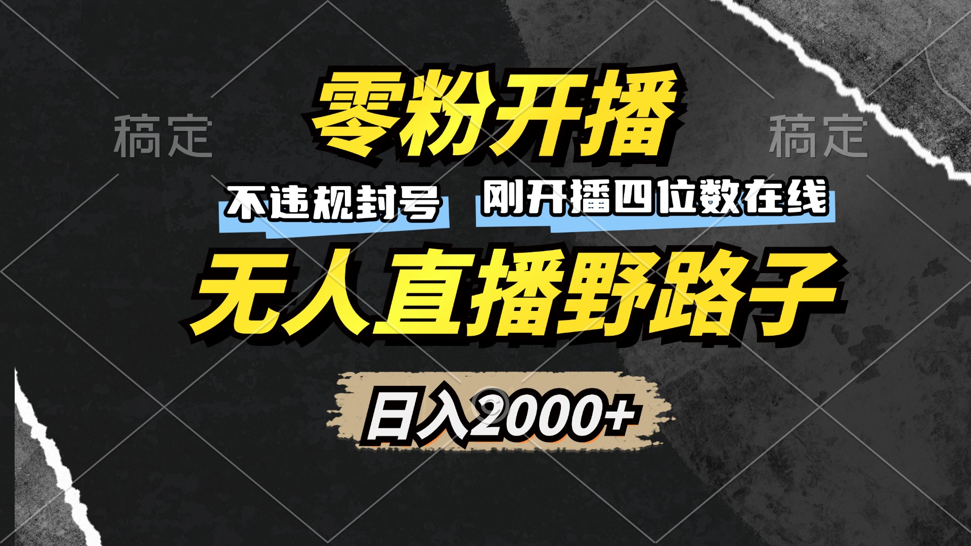 零粉开播，无人直播野路子，日入2000+，不违规封号，躺赚收益！-泱泱学习社
