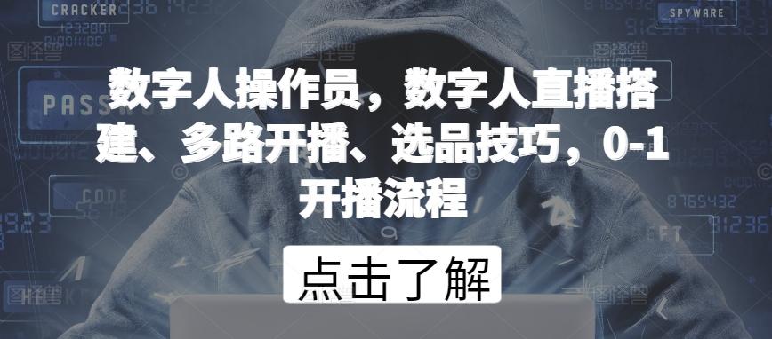 数字人操作员，数字人直播搭建、多路开播、选品技巧，0-1开播流程-泱泱学习社