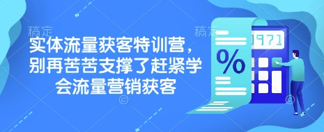 实体流量获客特训营，​别再苦苦支撑了赶紧学会流量营销获客-泱泱学习社