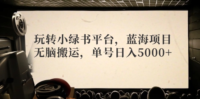 玩转小绿书平台，蓝海项目，无脑搬运，单号日入5000+-泱泱学习社