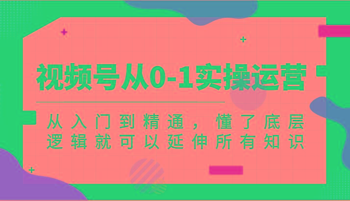 视频号从0-1实操运营，从入门到精通，懂了底层逻辑就可以延伸所有知识(更新2024.7)-泱泱学习社