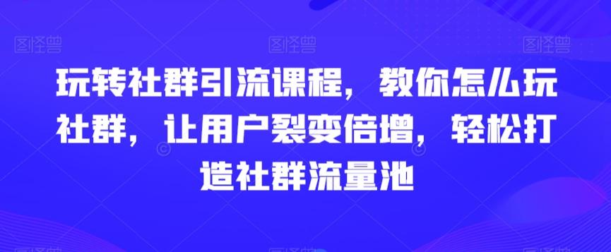 玩转社群引流课程，教你怎么玩社群，让用户裂变倍增，轻松打造社群流量池-泱泱学习社