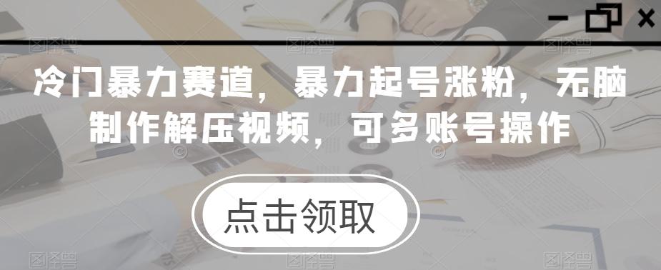冷门暴力赛道，暴力起号涨粉，无脑制作解压视频，可多账号操作-泱泱学习社