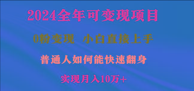 2024全年可变现项目，一天收益至少2000+，小白上手快，普通人就要利用互…-泱泱学习社