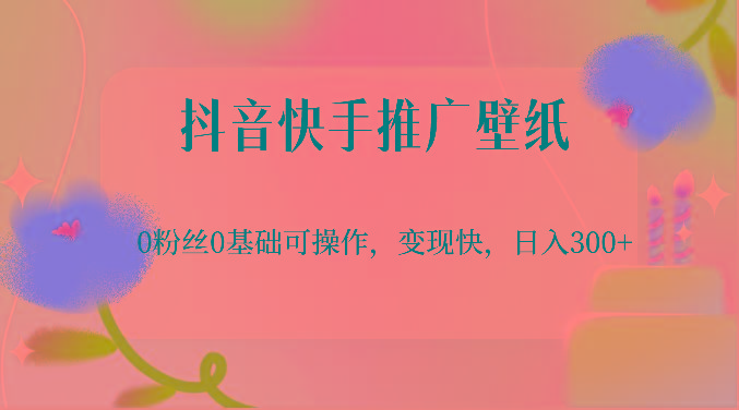 抖音快手推广壁纸，0粉丝0基础可操作，变现快，日入300+-泱泱学习社