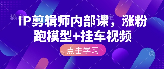 IP剪辑师内部课，涨粉跑模型+挂车视频-泱泱学习社