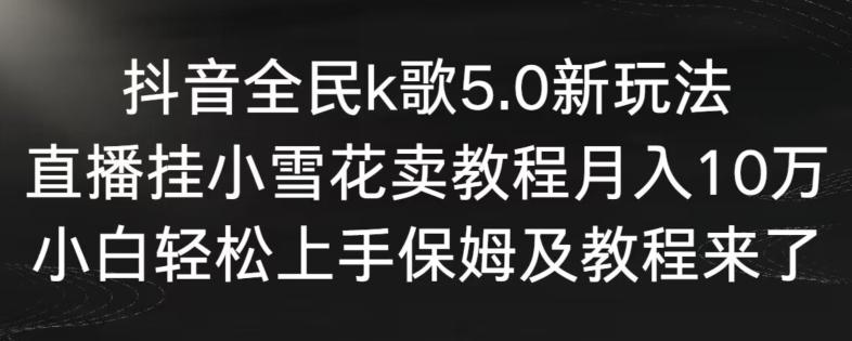 抖音全民k歌5.0新玩法，直播挂小雪花卖教程月入10万，小白轻松上手，保姆及教程来了【揭秘】-泱泱学习社