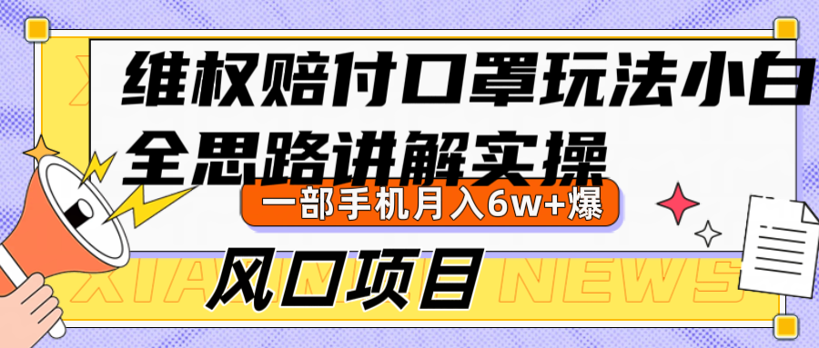 维权赔付口罩玩法，小白也能月入6w+，风口项目实操-泱泱学习社