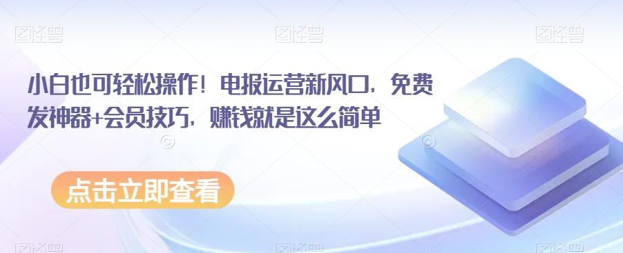 小白也可轻松操作！电报运营新风口，免费发神器+会员技巧，赚钱就是这么简单-泱泱学习社