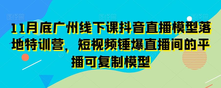 11月底广州线下课抖音直播模型落地特训营，短视频锤爆直播间的平播可复制模型-泱泱学习社