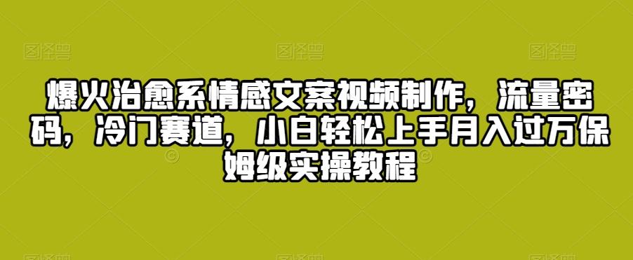 爆火治愈系情感文案视频制作，流量密码，冷门赛道，小白轻松上手月入过万保姆级实操教程【揭秘】-泱泱学习社