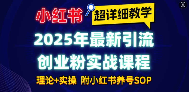 2025年最新小红书引流创业粉实战课程【超详细教学】小白轻松上手，月入1W+，附小红书养号SOP-泱泱学习社