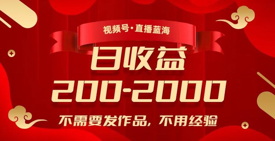 视频号直播蓝海，不需要发作品，不用经验，日入200-2000+【揭秘】-泱泱学习社