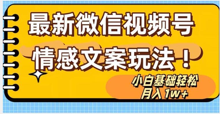 微信视频号情感文案最新玩法，小白轻松月入1万+无脑搬运【揭秘】-泱泱学习社
