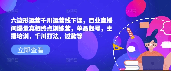 六边形运营千川运营线下课，百业直播间爆量真相终点训练营，单品起号，主播培训，千川打法，过款等-泱泱学习社
